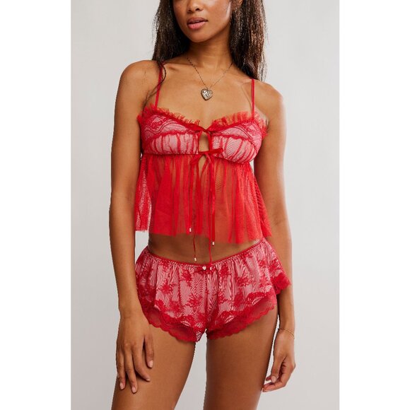 FREE PEOPLE Nightcall Boudior Set / Lux Red